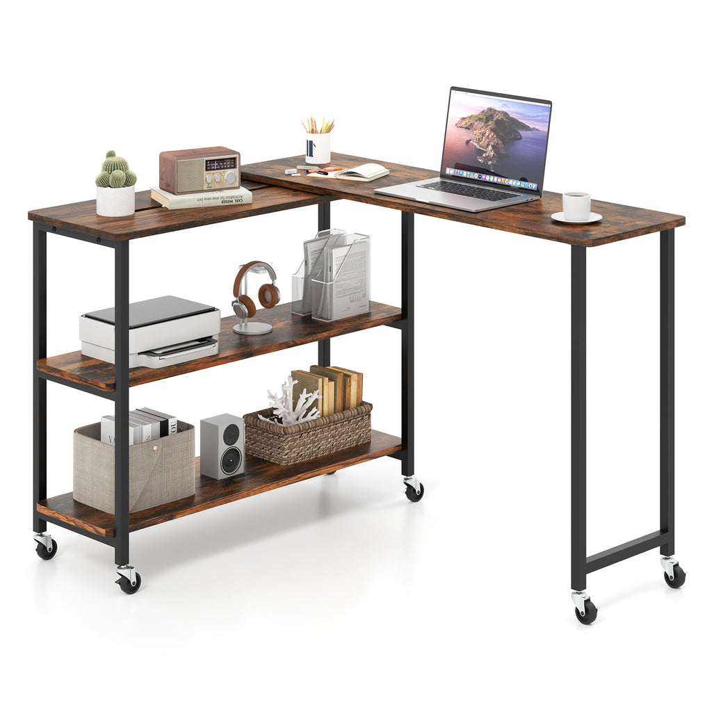Large Mobile Couch Table with 2-Tier Storage Shelves