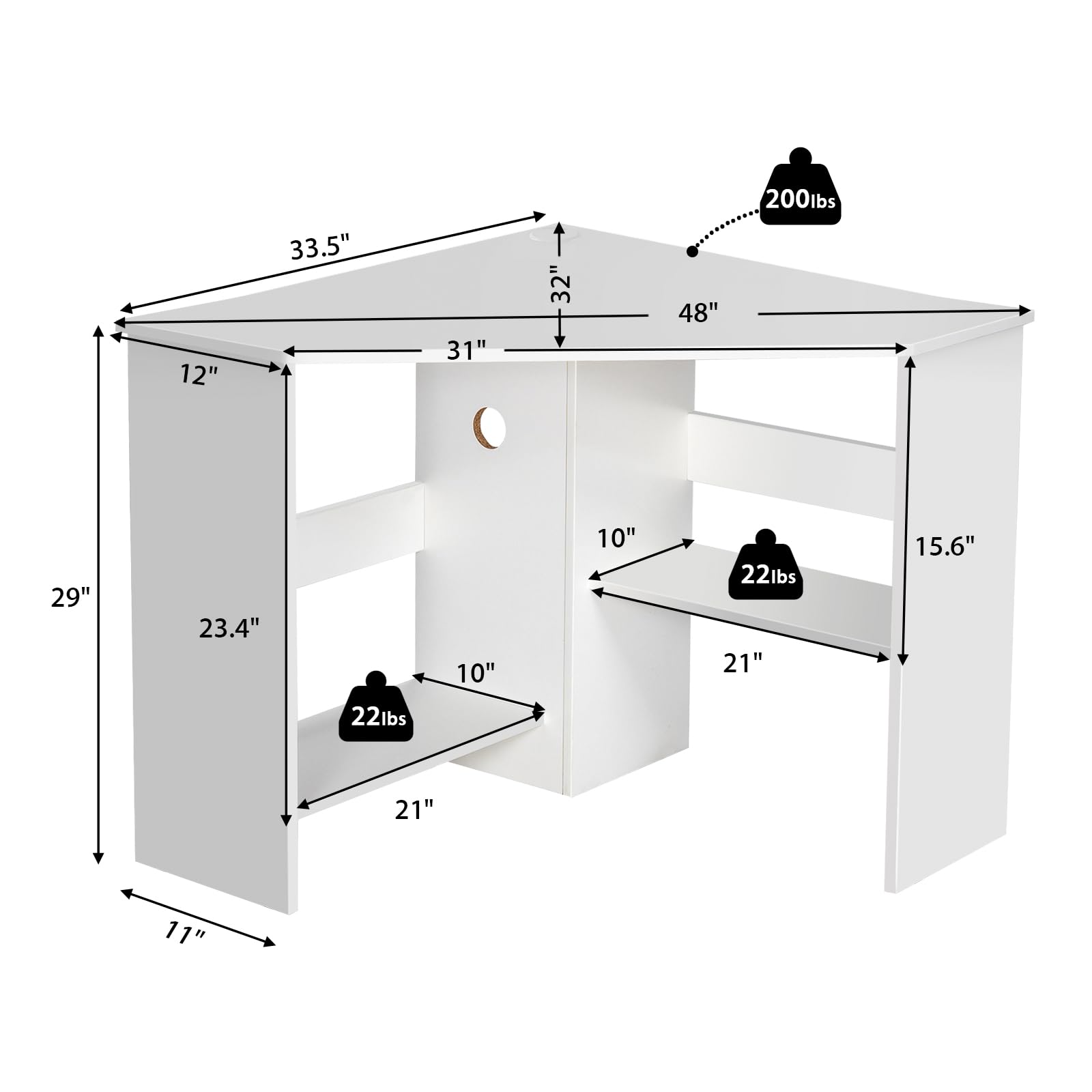 Corner Desk, 90 Degrees Triangle Corner Computer Desk for Small Space