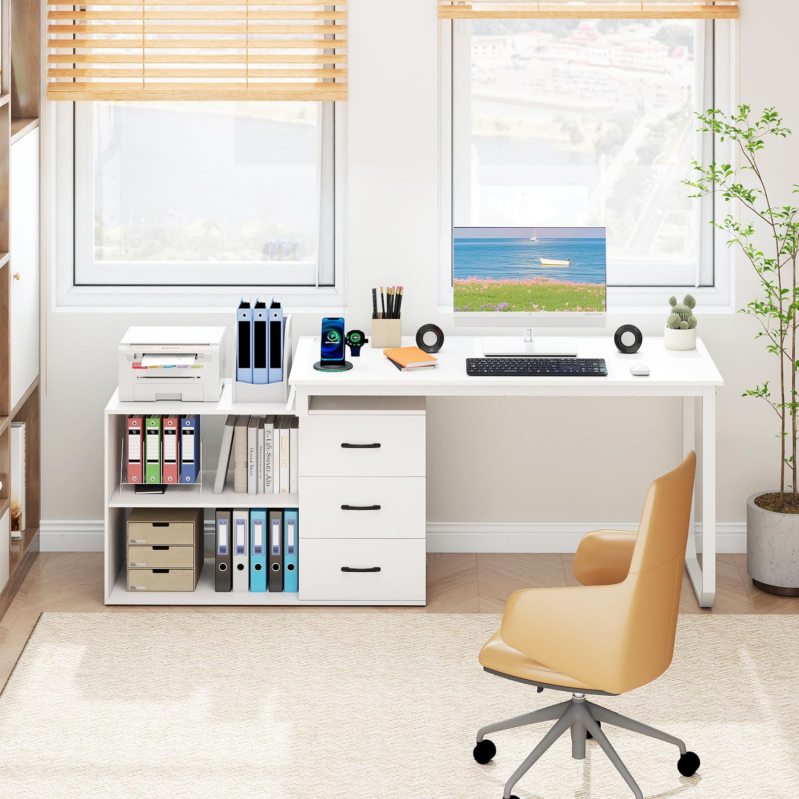 Reversible L Shaped Desk with 3 Drawers