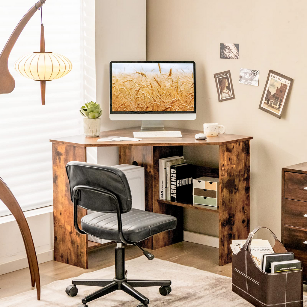 Corner Desk, 90 Degrees Triangle Corner Computer Desk for Small Space