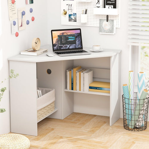 Corner Desk, 90 Degrees Triangle Corner Computer Desk for Small Space