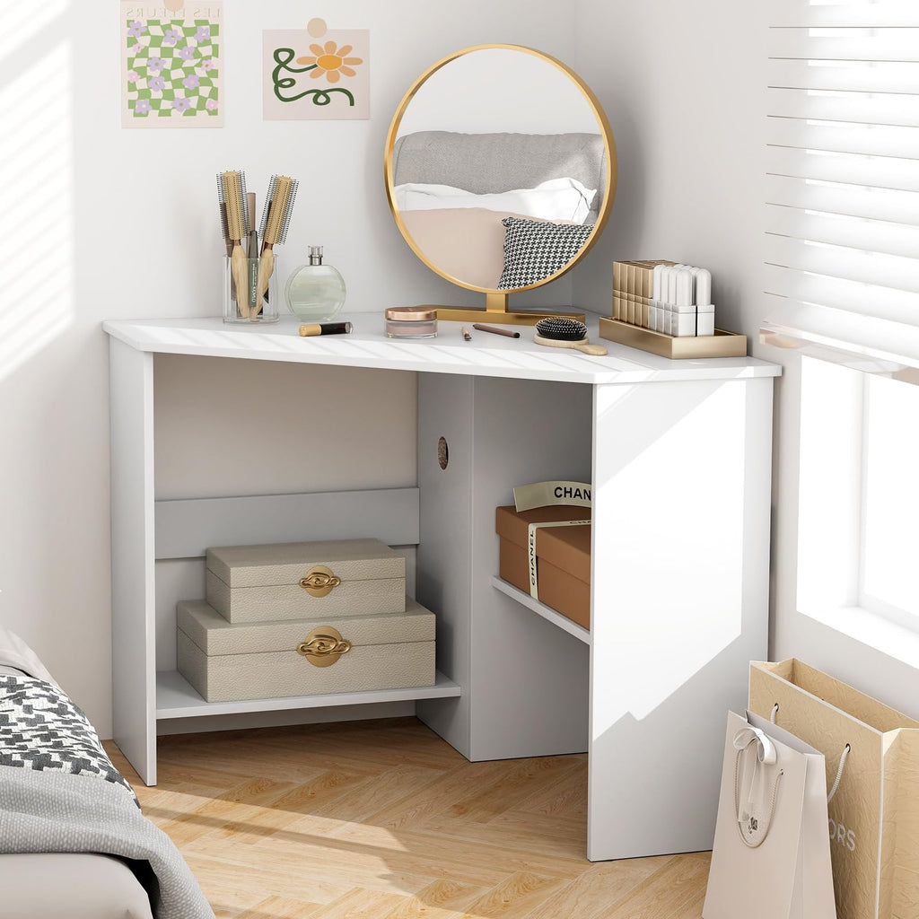 Corner Desk, 90 Degrees Triangle Corner Computer Desk for Small Space