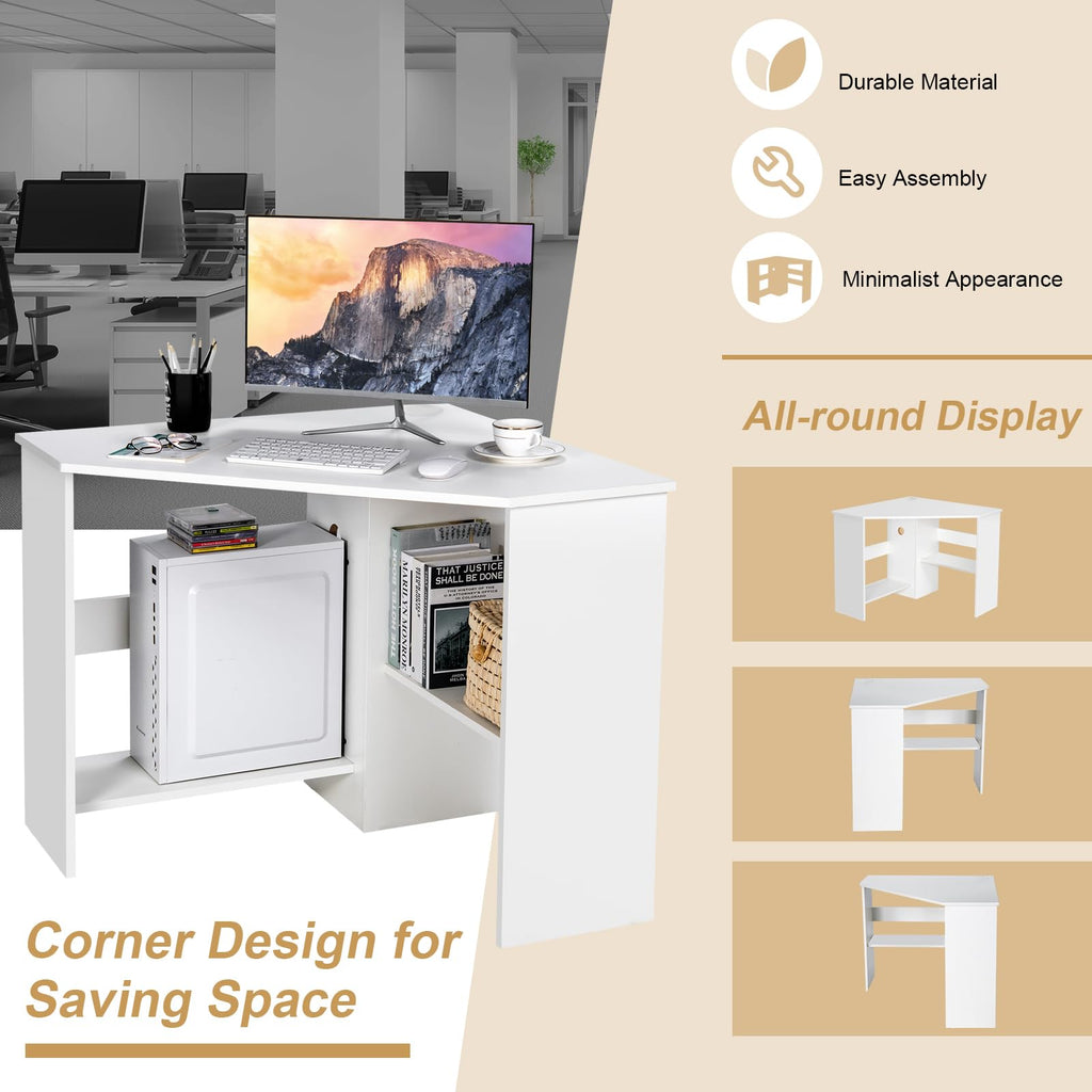 Corner Desk, 90 Degrees Triangle Corner Computer Desk for Small Space