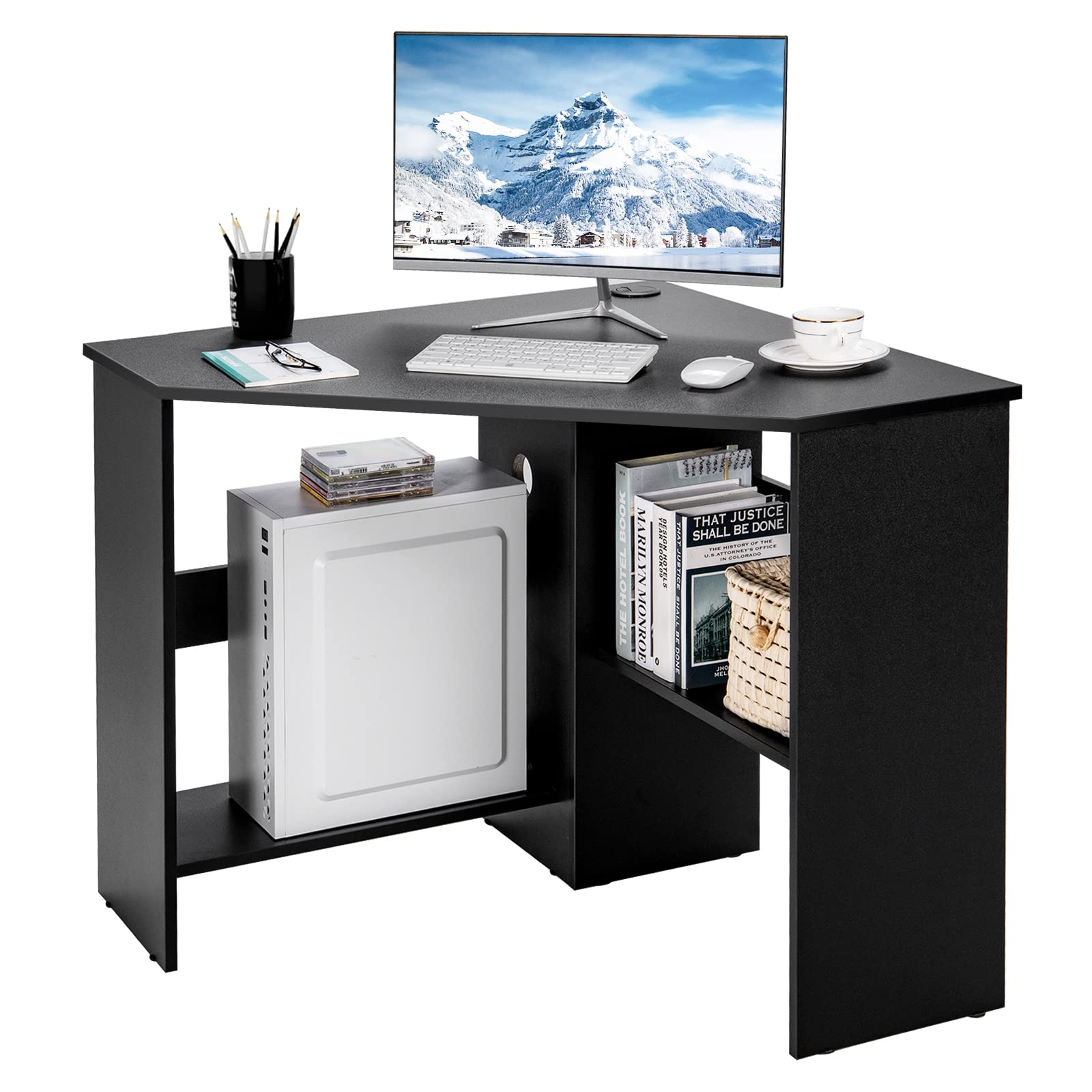 Corner Desk, 90 Degrees Triangle Corner Computer Desk for Small Space